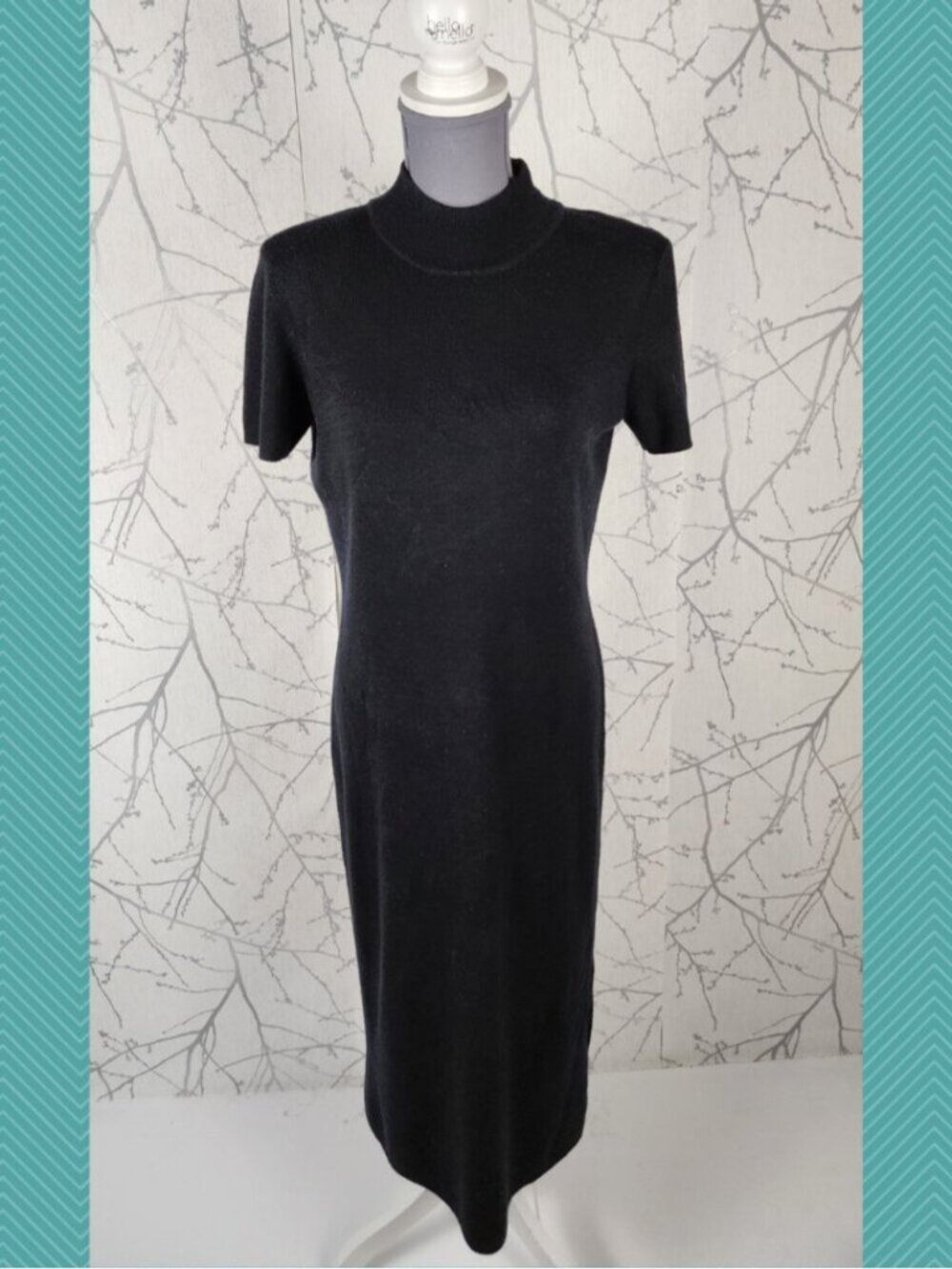 Talbots Petites 100% Merino Wool Knit Mockneck Midi Sweater Dress